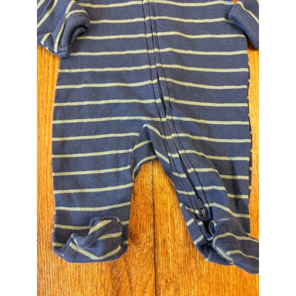 Carters Preemie Sleeper Baby Boy Striped Outfit Cotton Romper Blue Reborn Doll 2
